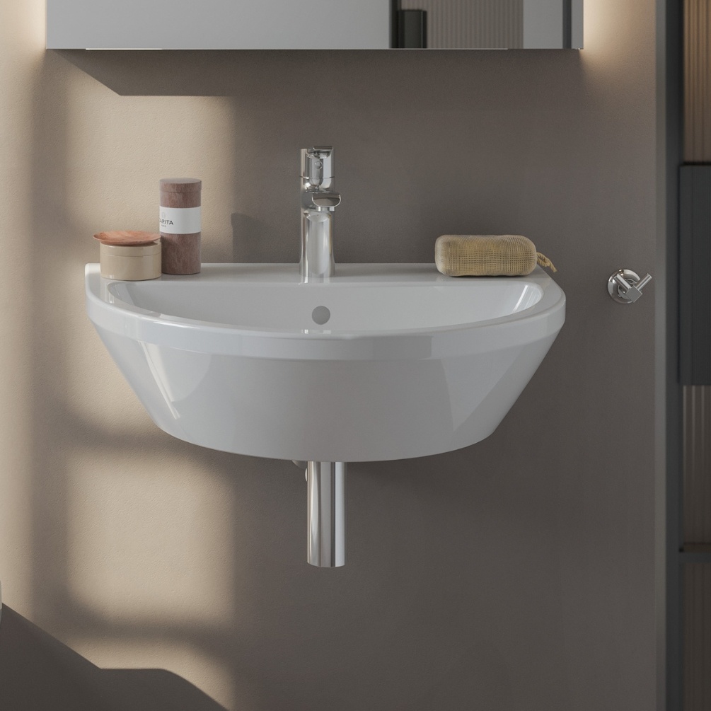 VitrA Integra Round 600mm x 470mm Wall Hung Basin Lifestyle 2